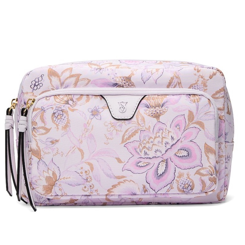 NWT HTF Victoria’s Secret Glam Bag Travel Makeup Pouch in Lilac Paisley